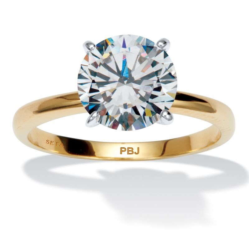 パームビーチジュエリー レディース アクセサリー リング PalmBeach Jewelry 3 TCW Round Cubic Zirconia 14k Engagement Ringold ゴール