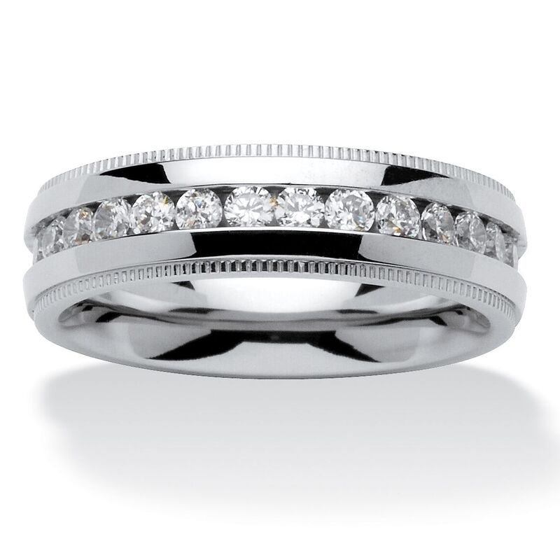 パームビーチジュエリー レディース アクセサリー リング Tシャツ PalmBeach Jewelry Mens 112 TCW Round Cubic Zirconia Eternity Band