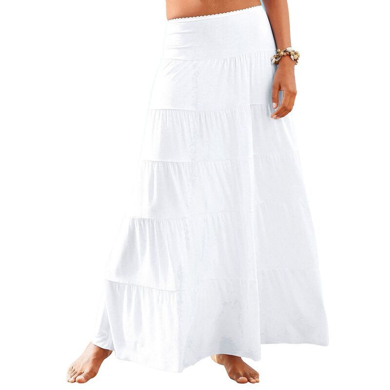 ラスカーナ レディース ボトムスカート マキシ Lascana Womens Flowy Maxi Skirt White ホワイト