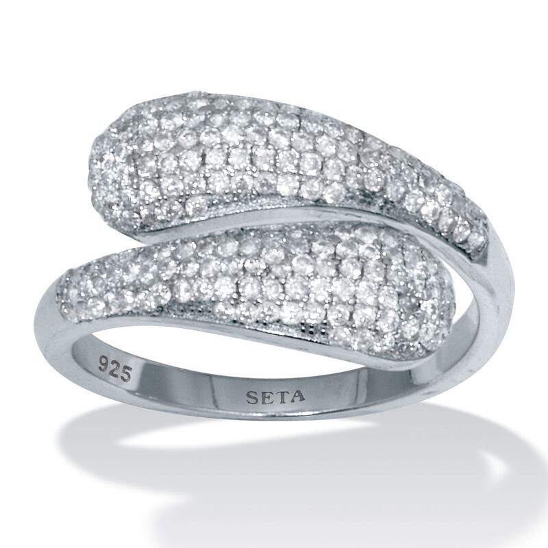 パームビーチジュエリー レディース アクセサリー リング PalmBeach Jewelry 48 TCW Round Cubic Zirconia Sterling Silver Open Wrap