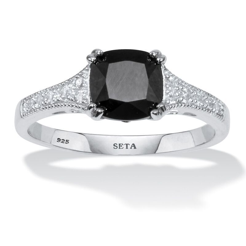 パームビーチジュエリー レディース アクセサリー リング PalmBeach Jewelry 12 TCW Cushion Black Spinel and Cubic Zirconia Sterli
