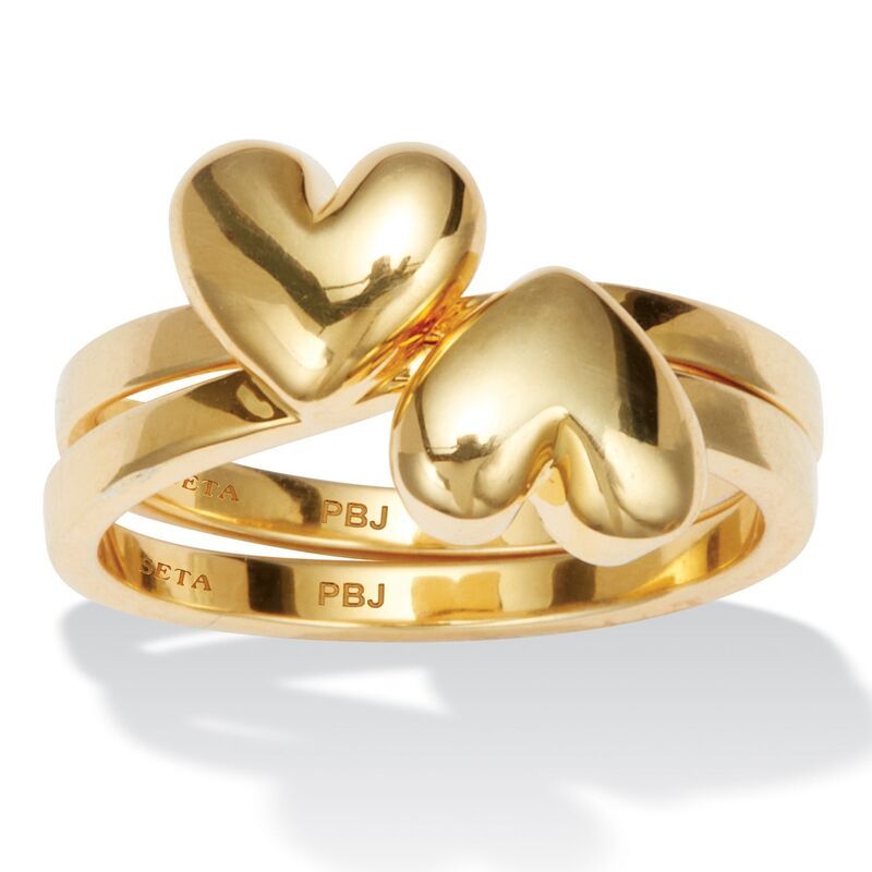 パームビーチジュエリー レディース アクセサリー リング PalmBeach Jewelry 14k Yellow Goldplatedouble Heart Ring Yellow イエロー