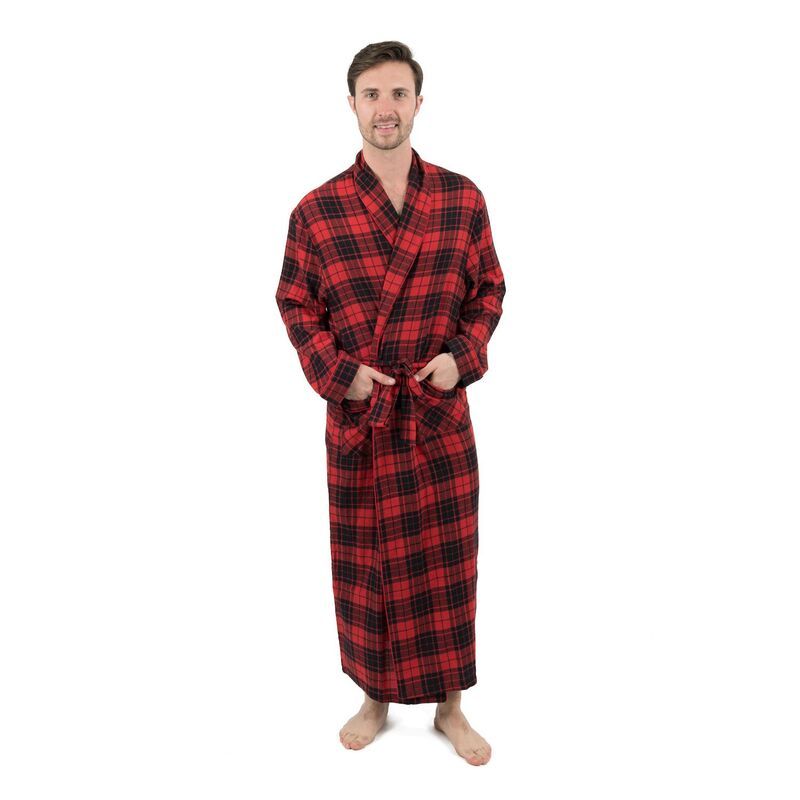 レベレット レディース アンダーウェア ナイトウェア Leveret Mens Flannel Robe Plaid Black Red ブラック