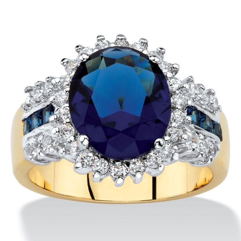 パームビーチジュエリー レディース アクセサリー リング PalmBeach Jewelry 764 Cttw Simulated Blue Sapphire and Cubic Zirconia G