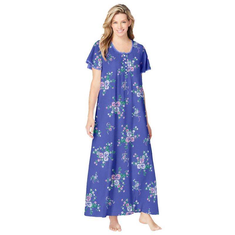 オンリーネセシティーズ レディース アンダーウェア ナイトウェア プラスサイズ ニット Only Necessities Plusize Long Pintucknit Gown Periwinkle