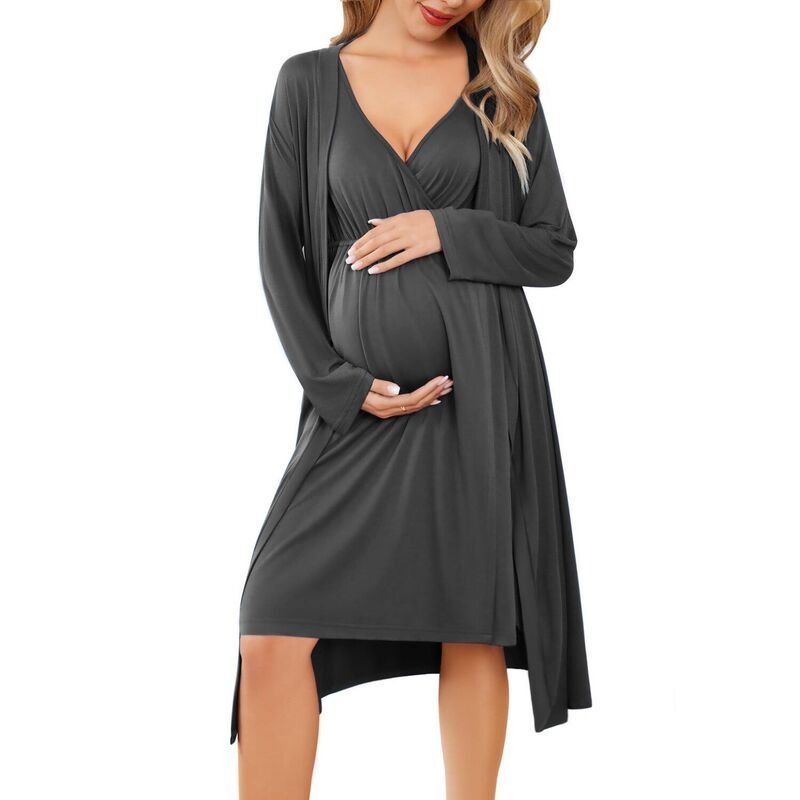 エコアー レディース アンダーウェア ナイトウェア マタニティ Ekouaer Maternity Nursingown and Robe Set Labor Delivery Nursing Nig