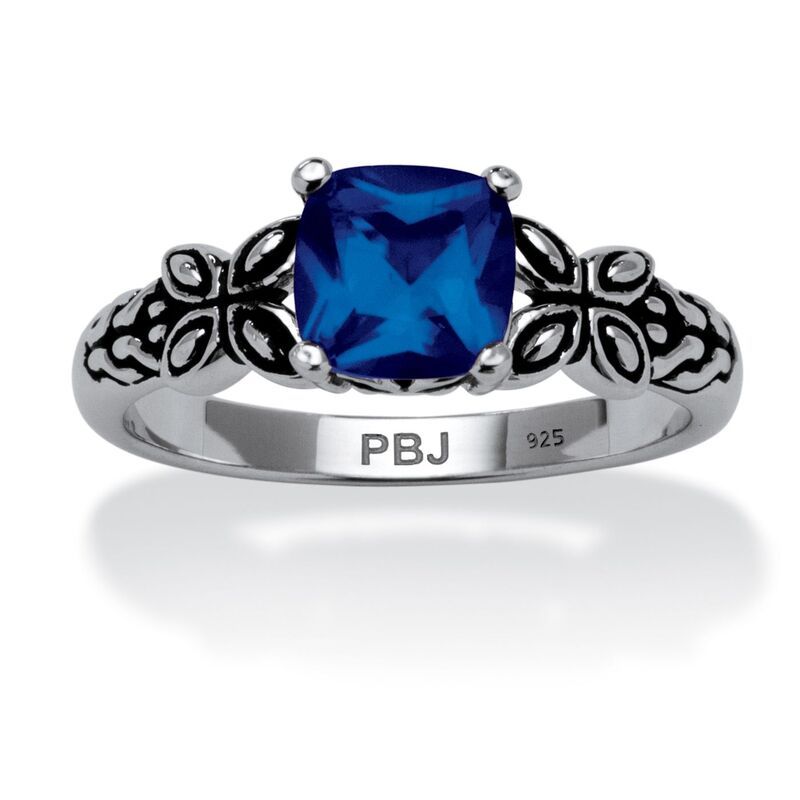 パームビーチジュエリー レディース アクセサリー リング PalmBeach Jewelry Birthstone Ring in Antiqued Sterling September Sapphi