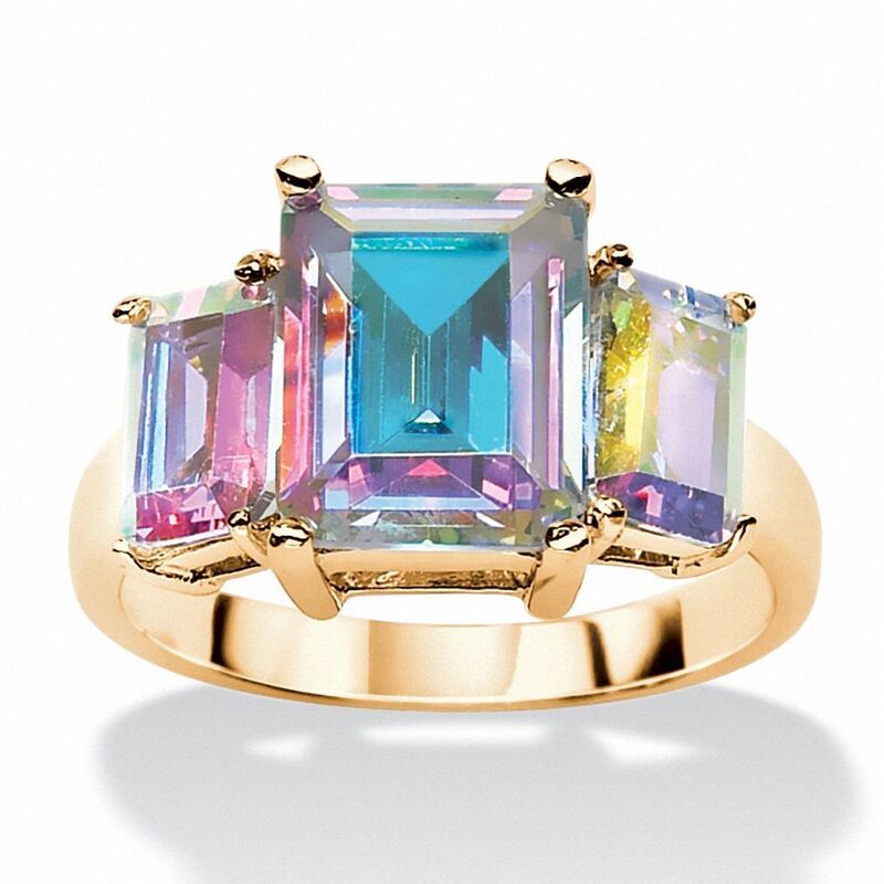 パームビーチジュエリー レディース アクセサリー リング PalmBeach Jewelry 560 Cttw EmeraldCut Aurora Borealis Cubic Zirconia Ri