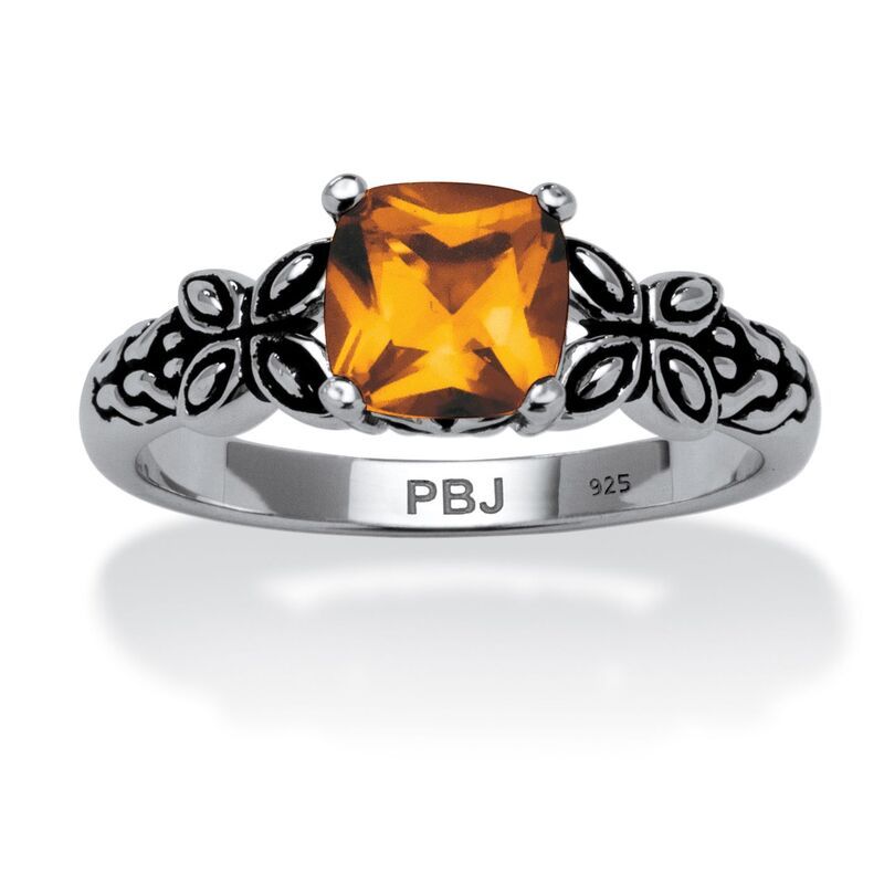 パームビーチジュエリー レディース アクセサリー リング PalmBeach Jewelry Birthstone Ring in Antiqued Sterling November Citrine