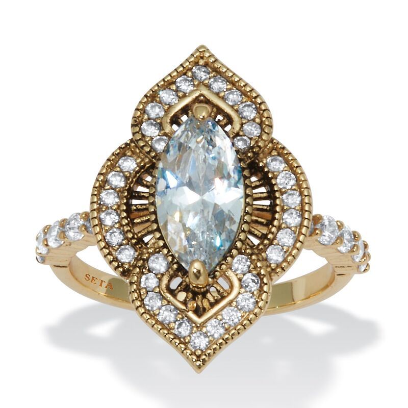 パームビーチジュエリー レディース アクセサリー リング PalmBeach Jewelry 267 TCW Marquise Cut Cubic Zirconiantiqued Ringold ゴー