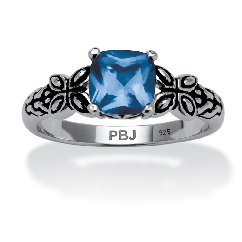 パームビーチジュエリー レディース アクセサリー リング PalmBeach Jewelry Birthstone Ring in Antiqued Sterling March Aquamarine