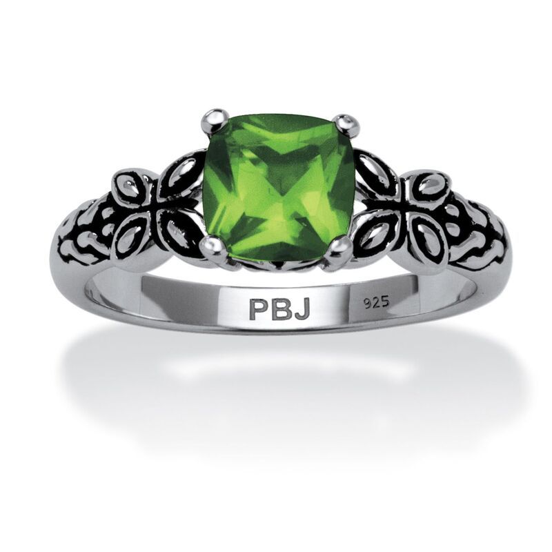 パームビーチジュエリー レディース アクセサリー リング PalmBeach Jewelry Birthstone Ring in Antiqued Sterling August Peridot シ