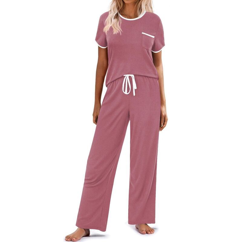 エコアー レディース アンダーウェア ナイトウェア リブ ニット Ekouaer Women Lounge Pajamasets Ribbed Knit PJ Short Sleeve and Lon
