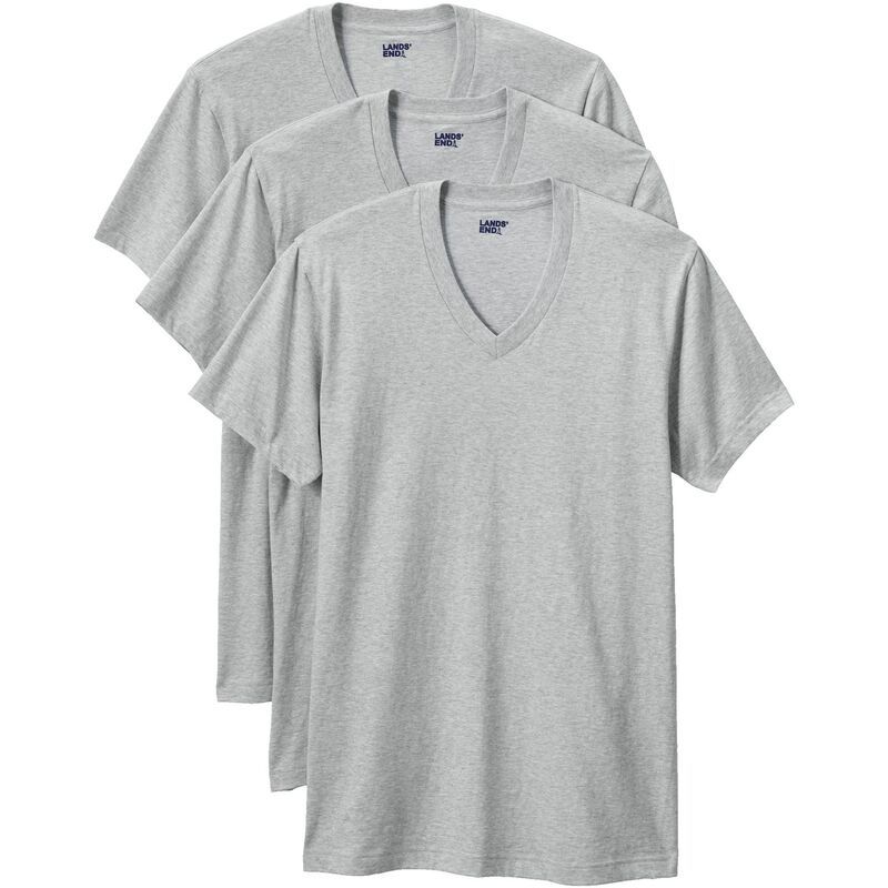 ランズエンド レディース アンダーウェア ナイトウェア Vネック トール シャツ Lands End Big Tall 3Pack VNeck Undershirt Gray Heather グレー