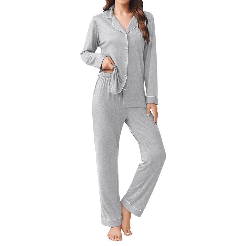 エコアー レディース アンダーウェア ナイトウェア ボタンダウン パンツ ダウン Ekouaer Womens Pajamaset 2 Piece Button Down Sleepwear Soft
