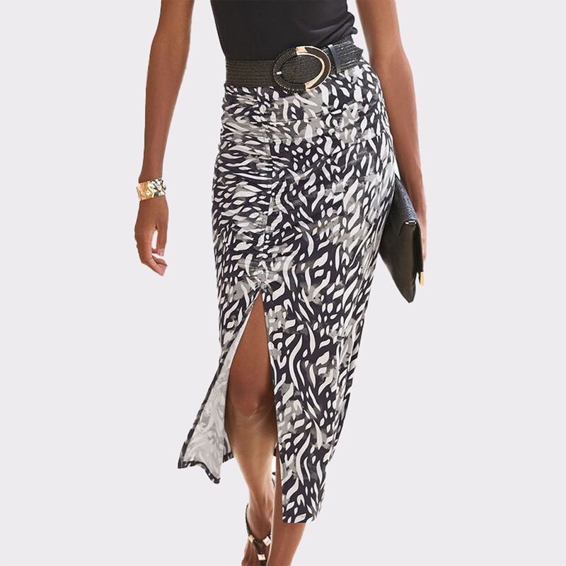 ラスカーナ レディース ボトムスカート ギャザー ミディ Lascana Womens Ruchedetail Midi Skirt Ivory Grey アイボリー