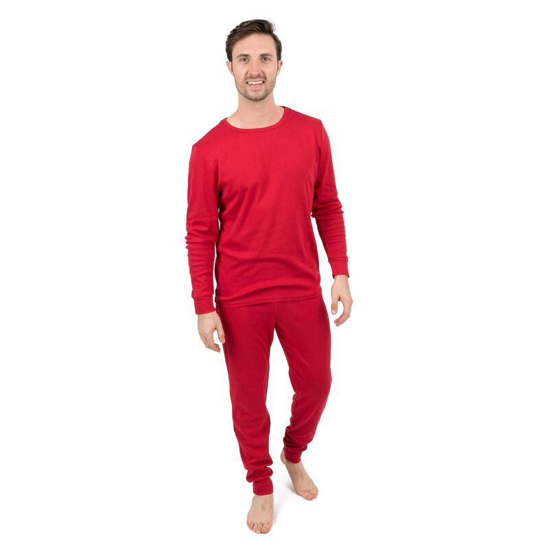 レベレット レディース アンダーウェア ナイトウェア コットン Leveret Mens Two Piece Cotton Pajamas Classic Solid Colored レッド