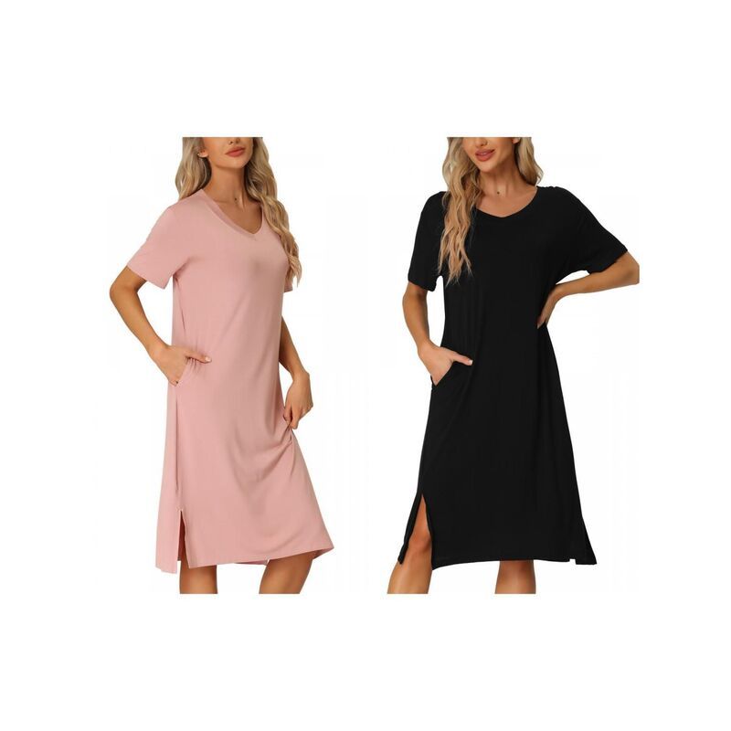 インスパイア シック レディース アンダーウェア ナイトウェア シャツワンピース ミディ Tシャツ INSPIRE CHIC 2 Packs Womenshort Sleeve Tshirt Dres