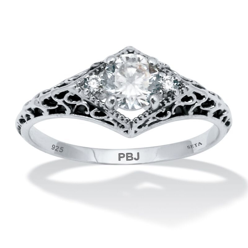 パームビーチジュエリー レディース アクセサリー リング PalmBeach Jewelry 75 TCW Round Cubic Zirconia Filigree Ring Silver シルバー