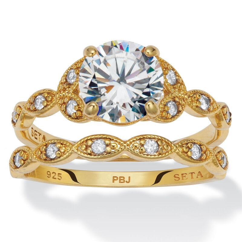 パームビーチジュエリー レディース アクセサリー リング PalmBeach Jewelry 221 TCW Round Cubic Zirconia 14k Goldplated Sterling