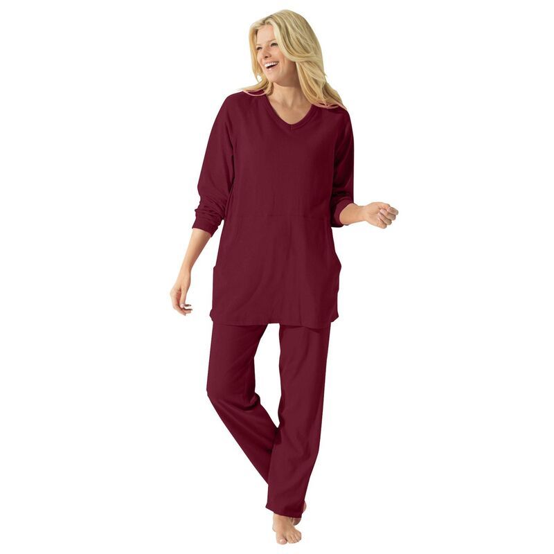 ドリームスアンドコー レディース アンダーウェア ナイトウェア プラスサイズ プチ Dreams Co Plusize Petite 2Piece Lounge Set Pomegranate