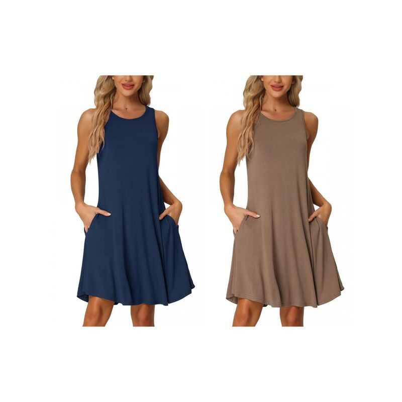 インスパイア シック レディース アンダーウェア ナイトウェア シャツ ノースリーブ INSPIRE CHIC 2 Packs Womens Nightshirt Sleeveless Tank Dr
