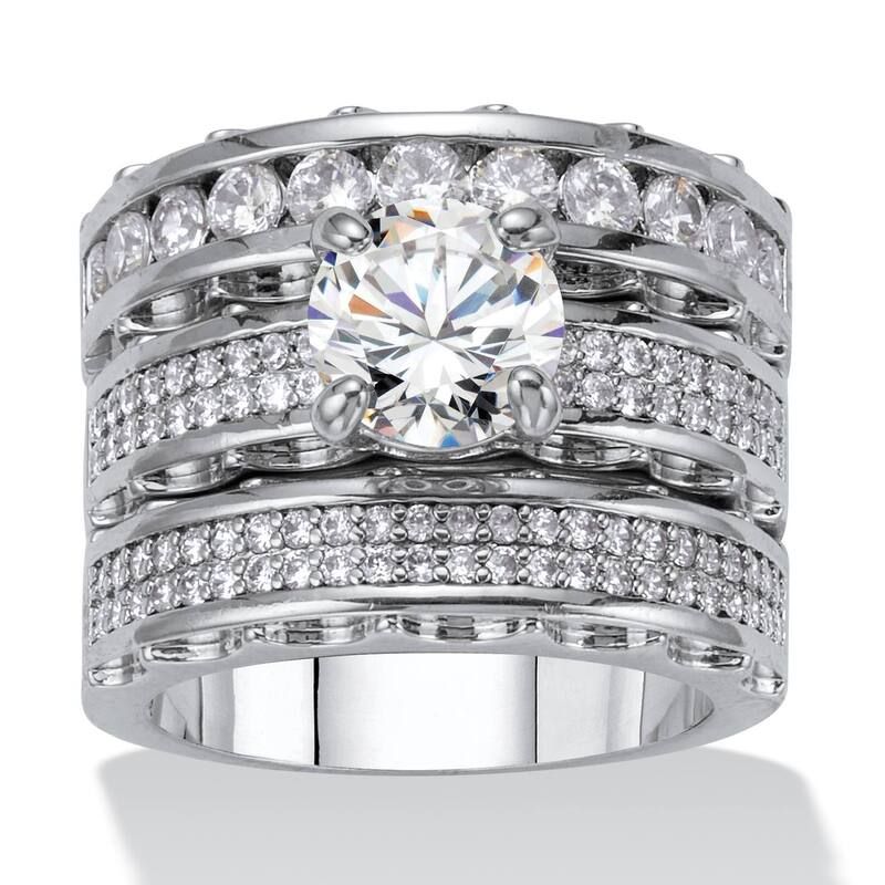パームビーチジュエリー レディース アクセサリー リング PalmBeach Jewelry 3 Piece 338 TCW Round Cubic Zirconia PlatinumPlated B