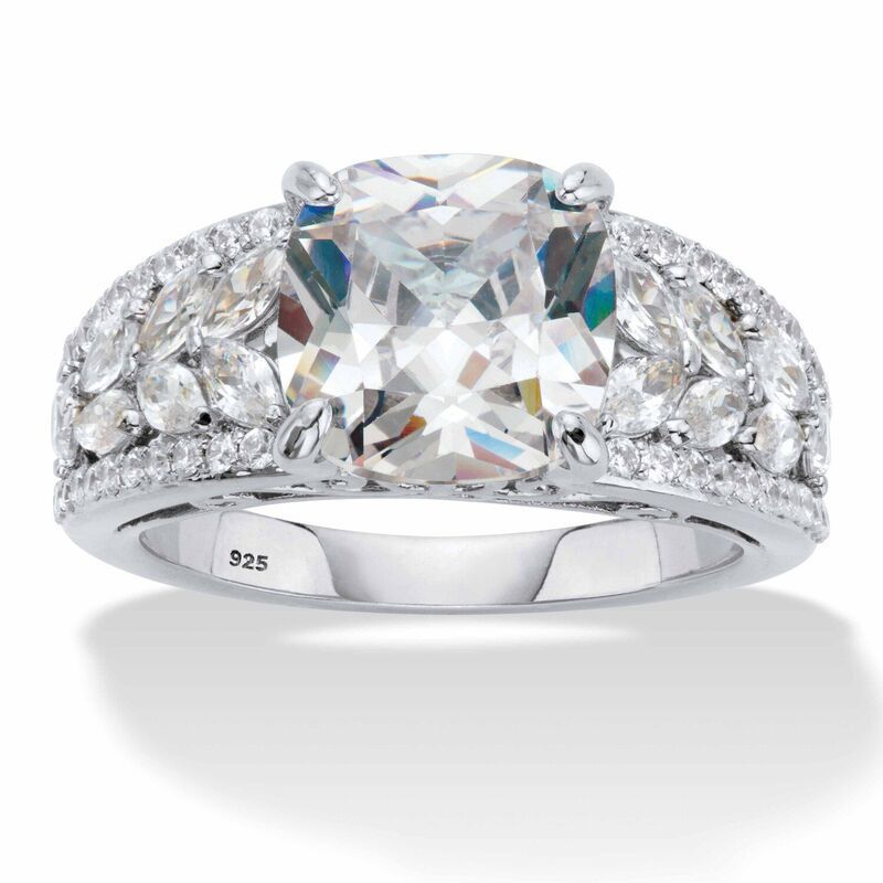 パームビーチジュエリー レディース アクセサリー リング PalmBeach Jewelry 435 Cttw CushionCut Cubic Zirconia Platinumplated Sil