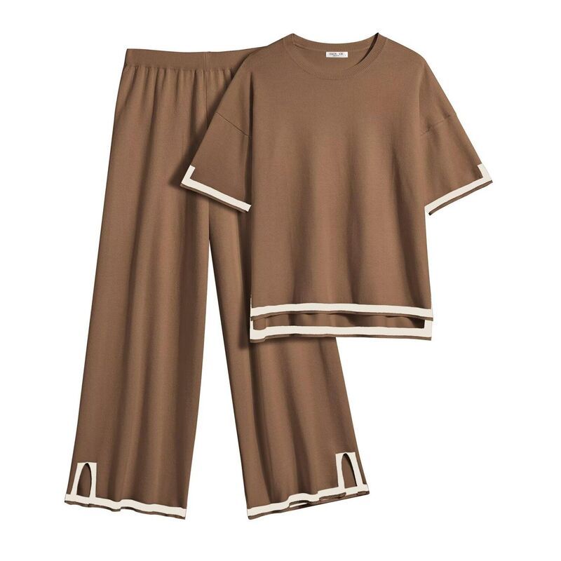 エコアー レディース アンダーウェア ナイトウェア ワイドレッグ セーター Ekouaer Lounge Set for Women Travel Outfits 2 Piece Setshort S