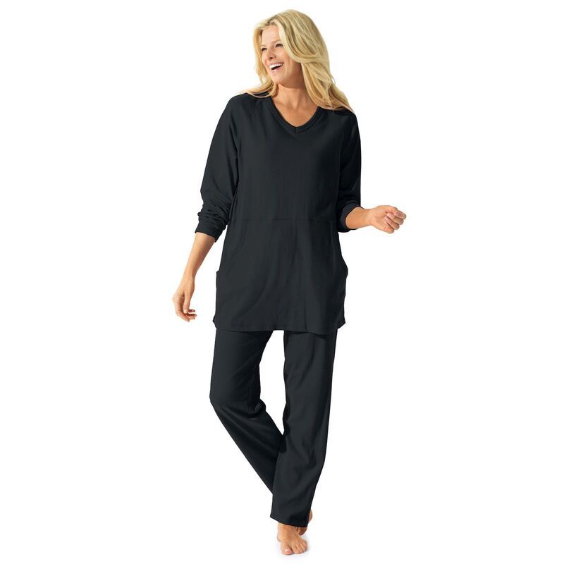 ドリームスアンドコー レディース アンダーウェア ナイトウェア プラスサイズ プチ Dreams Co Plusize Petite 2Piece Lounge Set Black ブラック 12,565円