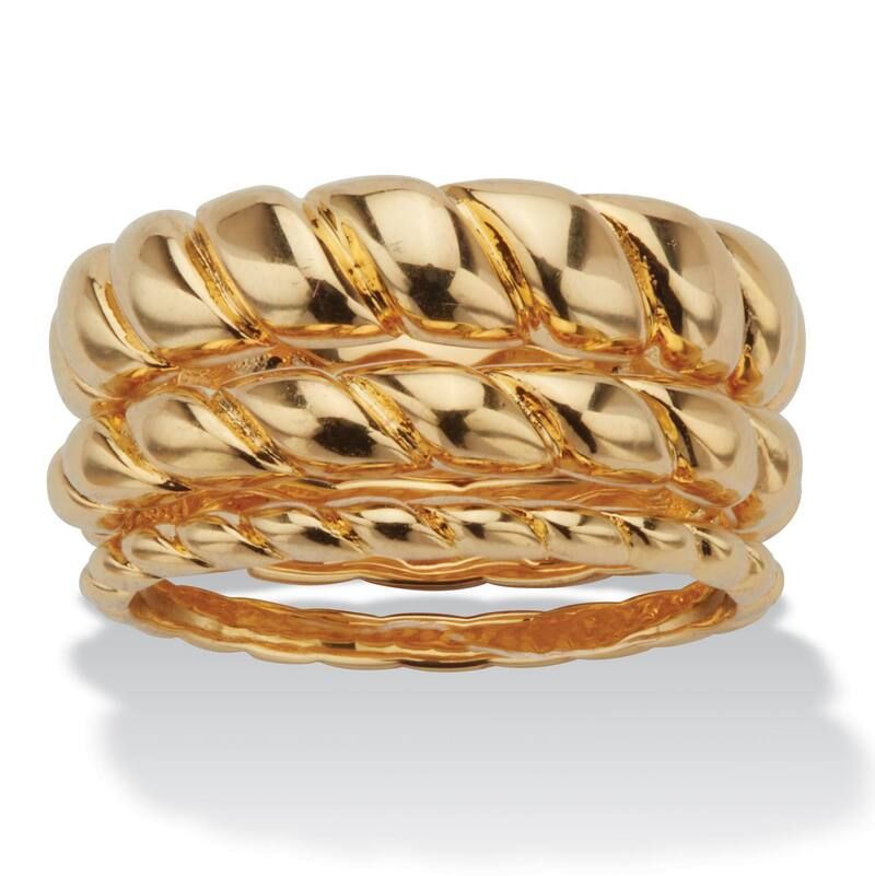 パームビーチジュエリー レディース アクセサリー リング PalmBeach Jewelry Shrimp Style 14k GoldPlated Stackable Rings 3 Piece S