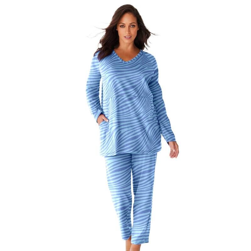 ドリームスアンドコー レディース アンダーウェア ナイトウェア プラスサイズ プチ Dreams Co Plusize Petite 2Piece Lounge Set French Blue Zeb