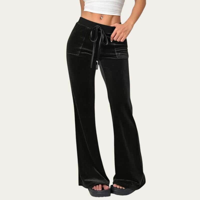 アンナカシ レディース ボトムス カジュアルパンツ ベルベット AnnaKaci Womensoft Velvet Lounge Pants with Wide Flared Legs Adjusta