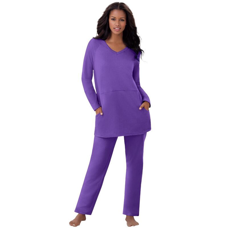 ドリームスアンドコー レディース アンダーウェア ナイトウェア プラスサイズ プチ Dreams Co Plusize Petite 2Piece Lounge Set Plum Burst プラム