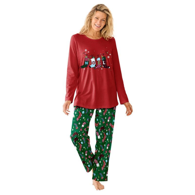 ドリームスアンドコー レディース アンダーウェア ナイトウェア プラスサイズ ニット Dreams Co Plusize Long Sleeve Knit PJ Set Emerald Stockin