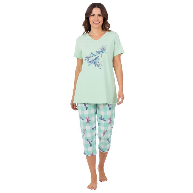 オンリーネセシティーズ レディース アンダーウェア ナイトウェア プラスサイズ キャップ Only Necessities Plusize Capri Pajamas Mint Dragonfly ミ