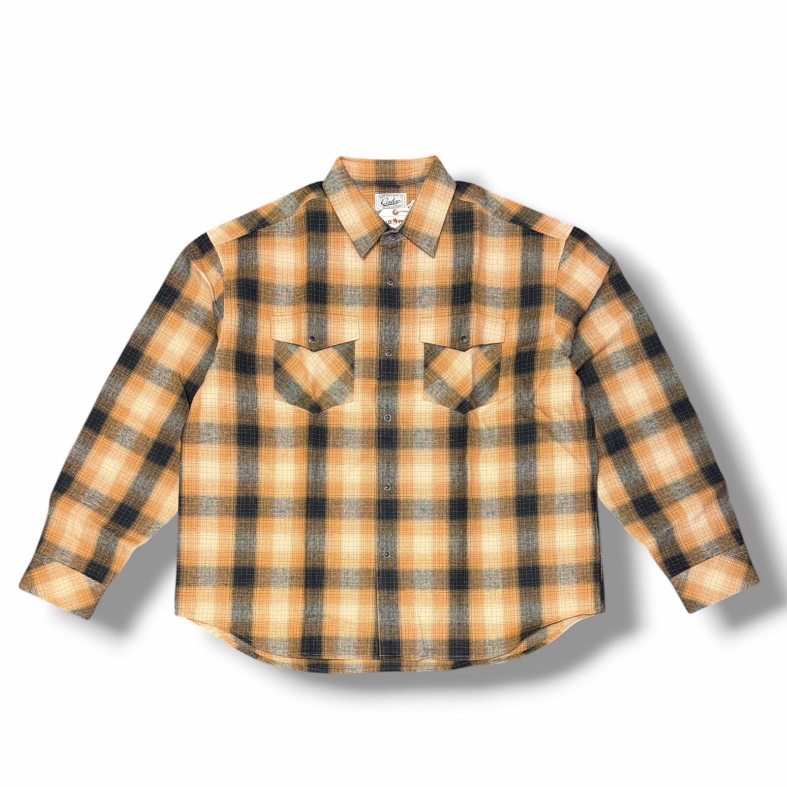 参考上代30800円 未使用 CALEE 25AW OMBRE CHECK WESTERN L/S オンブレチェックシャツ 長袖シャツ キャリー CL-25AW031 オレンジ XL （17720M）