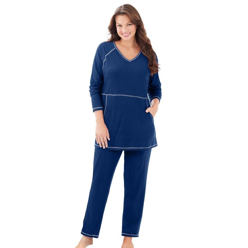 ドリームスアンドコー レディース アンダーウェア ナイトウェア プラスサイズ プチ Dreams Co Plusize Petite 2Piece Lounge Set Heather Evening