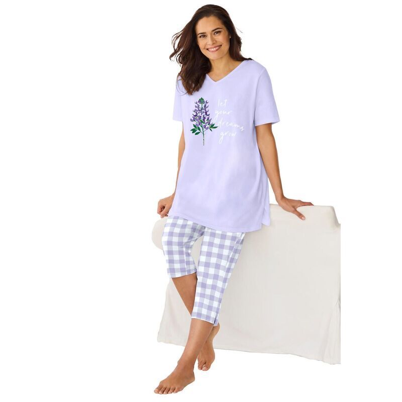 オンリーネセシティーズ レディース アンダーウェア ナイトウェア プラスサイズ キャップ Only Necessities Plusize Capri Pajamasoft Lavender Flor