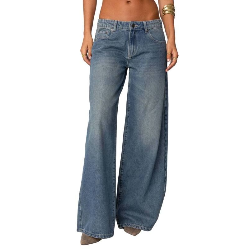 セオリア レディース ボトムス デニムパンツ ワイドレッグ ジーンズ Seoria Womens Wide Leg Jeans High Waisted Loose Stretchy Boyfrien