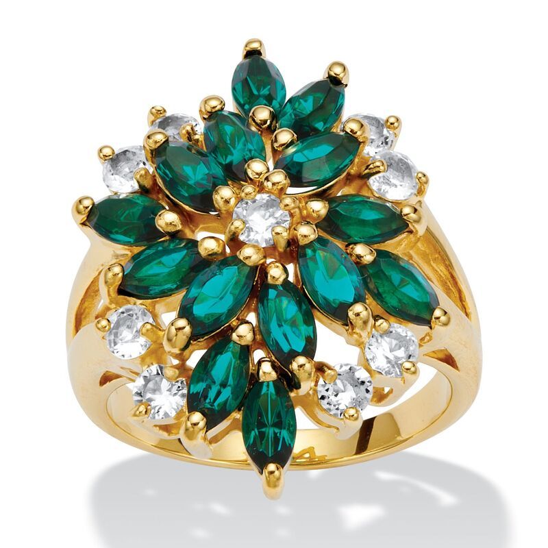 パームビーチジュエリー レディース アクセサリー リング PalmBeach Jewelry Green Crystal 18k GoldPlated Clustering Green グリーン