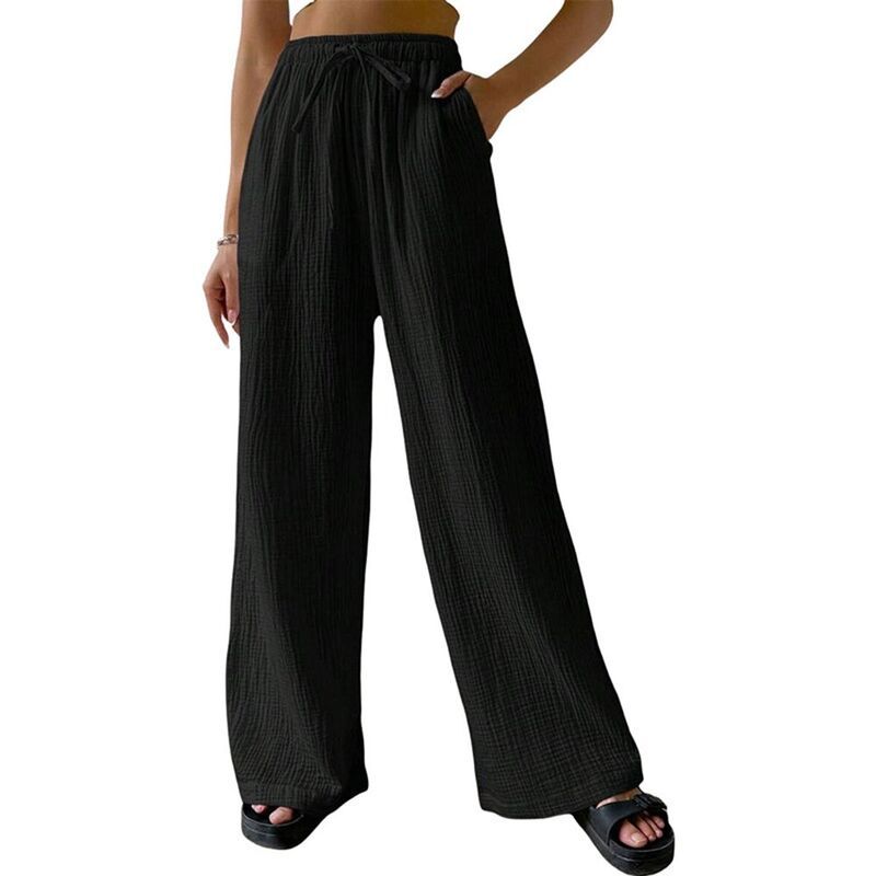 ジョイジョイ レディース ボトムス カジュアルパンツ ワイドレッグ コットン リネン JoyJoy Womens Fashion Cotton Linen Wrinkle Wide Leg Strai