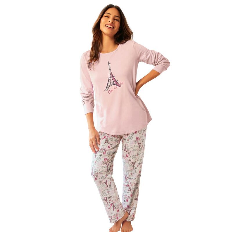 ドリームスアンドコー レディース アンダーウェア ナイトウェア プラスサイズ ニット Dreams Co Plusize Long Sleeve Knit PJ Set Raspberry Sorbe