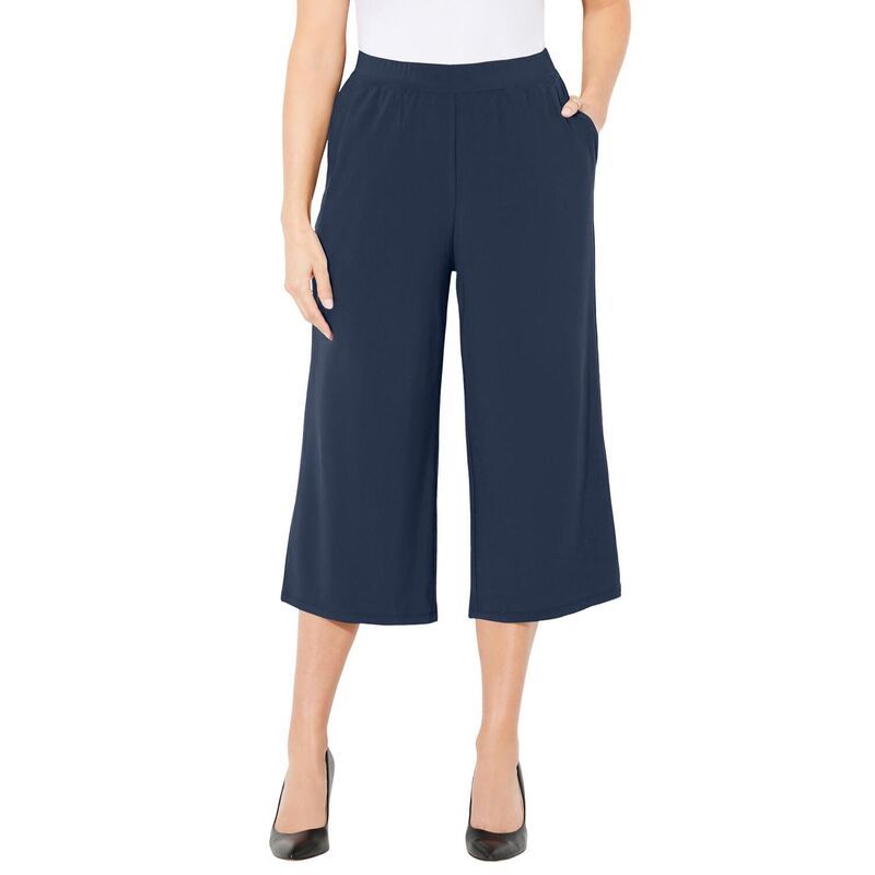 キャサリンズ レディース ボトムス カジュアルパンツ ワイドレッグ プラスサイズ キャップ Catherines Womens Plusize Anywear Wide Leg Capri Navy 11,886円
