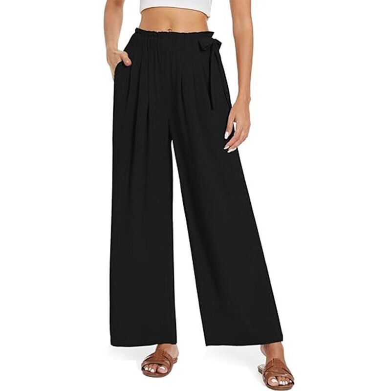 ジョイジョイ レディース ボトムス カジュアルパンツ リラックスフィット ワイドレッグ ハイウエスト JoyJoy Womens Bow Tie Wide Leg Trousers High Wais