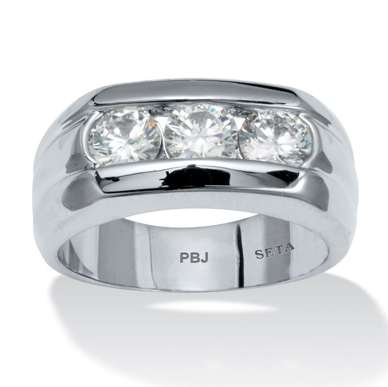パームビーチジュエリー レディース アクセサリー リング PalmBeach Jewelry Mens 150 TCW Round Cubic Zirconia Ring in Platinum Pl
