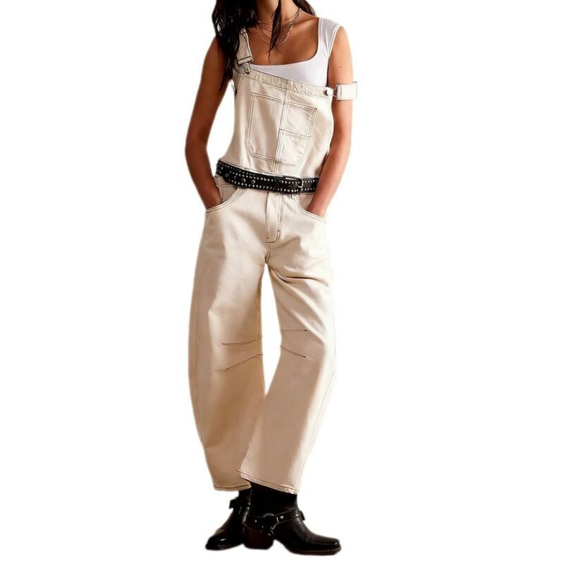 イエスファッション レディース ボトムス カジュアルパンツ ワイドレッグ ロンパース オーバーオール デニム ジーンズ Yesfashion Womens Denim Overall Casual S