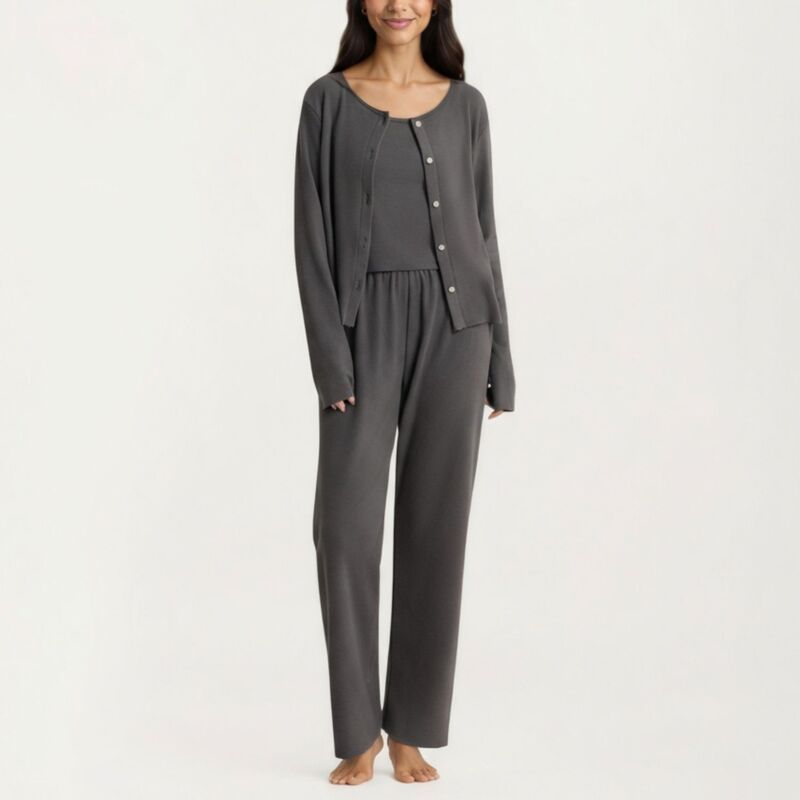 アンナカシ レディース アンダーウェア ナイトウェア パンツ カーディガン ニット AnnaKaci Womens 2Piece Set Soft Knit Lounge Pants and Butt