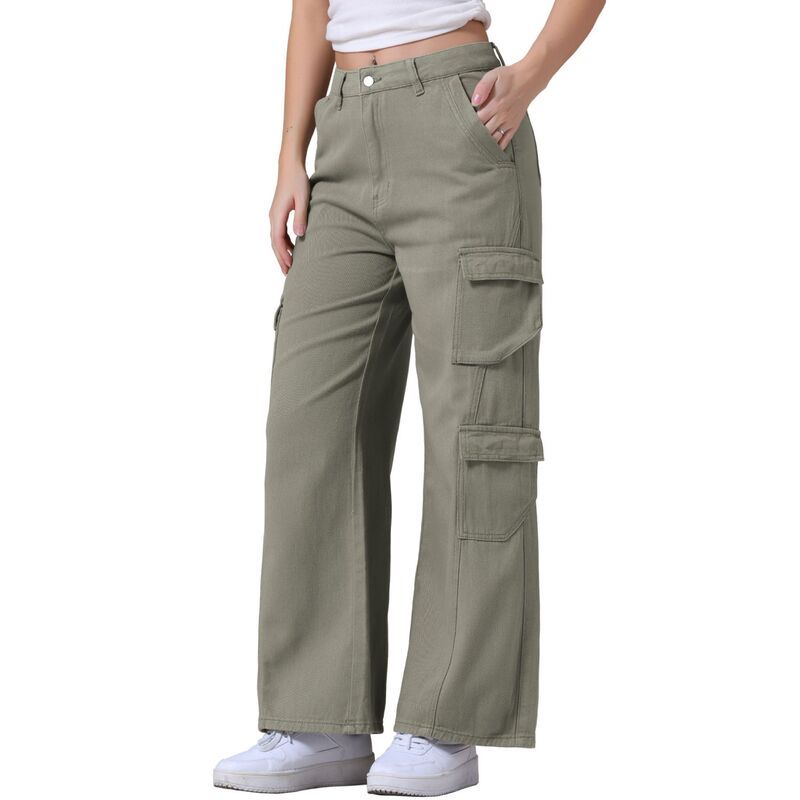 インスパイア シック レディース ボトムス カジュアルパンツ ワイドレッグ デニム ジーンズ INSPIRE CHIC Womens Baggy Jeans Distressed High Waist