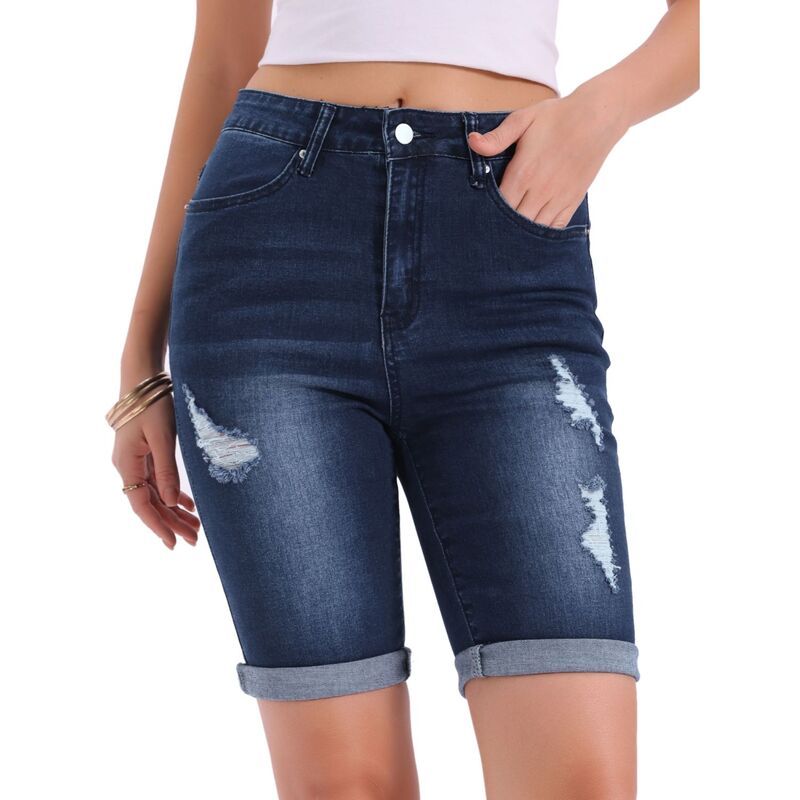 インスパイア シック レディース ボトムス デニムパンツ ハイウエスト キャップ ジーンズ INSPIRE CHICapri Denim Pants for Womens Cuffed High Wa